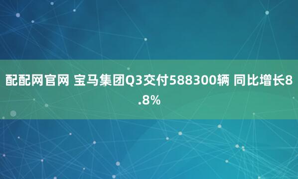 配配网官网 宝马集团Q3交付588300辆 同比增长8.8%